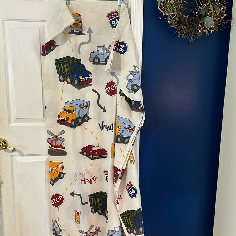 Boy’s 100% Cotton Fabric Transportation Theme Shower Curtain